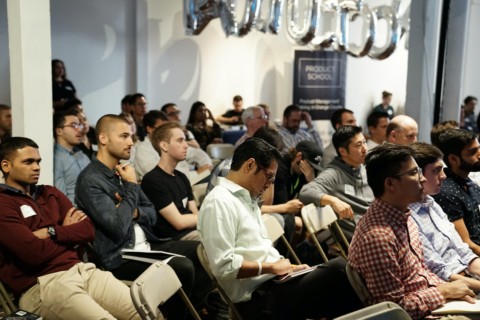 Adult students attending a lecture